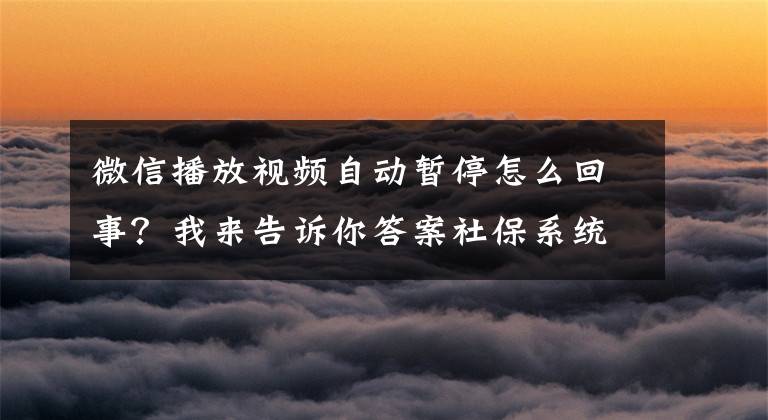 微信播放视频自动暂停怎么回事?我来告诉你答案社保系统停机期间,业务怎么办?最新回复来了