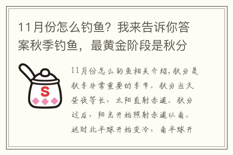 11月份怎么钓鱼?我来告诉你答案秋季钓鱼,最黄金阶段是秋分前后,这些招数要常用,渔获猛增几倍