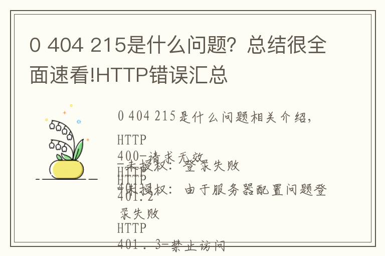0 404 215是什么问题?总结很全面速看!HTTP错误汇总