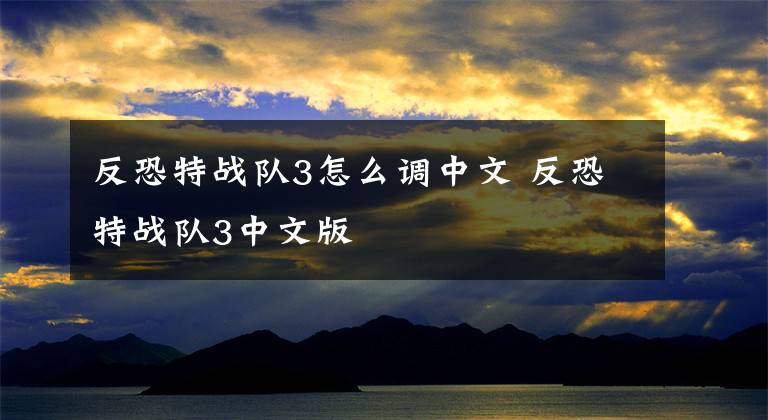 反恐特战队3怎么调中文 反恐特战队3中文版