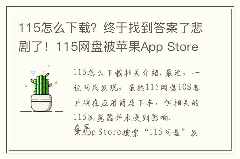 115怎么下载?终于找到答案了悲剧了!115网盘被苹果App Store下架