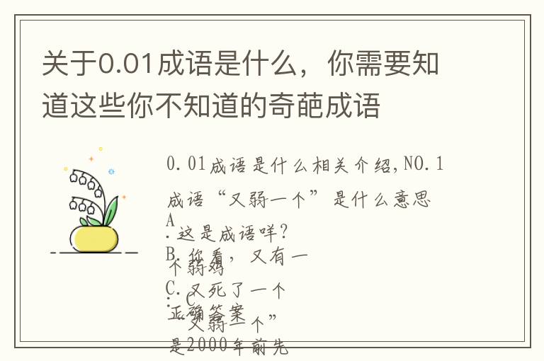 关于0.01成语是什么,你需要知道这些你不知道的奇葩成语