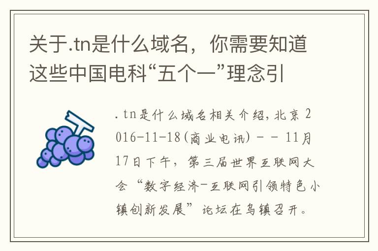 关于.tn是什么域名,你需要知道这些中国电科“五个一”理念引领互联网特色小镇建设