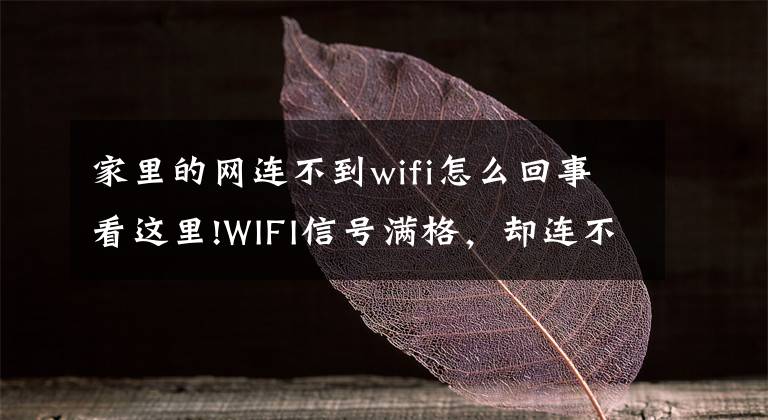 家里的网连不到wifi怎么回事看这里!WIFI信号满格，却连不上网？究竟是怎么回事？