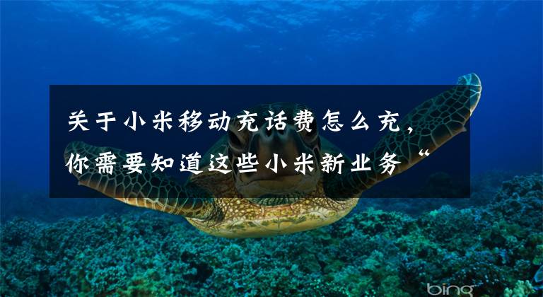 关于小米移动充话费怎么充，你需要知道这些小米新业务“小米移动”是什么？看完这篇文章你就懂了