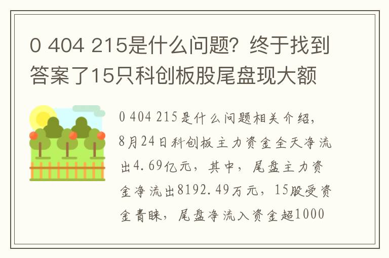 0 404 215是什么问题?终于找到答案了15只科创板股尾盘现大额资金净流入