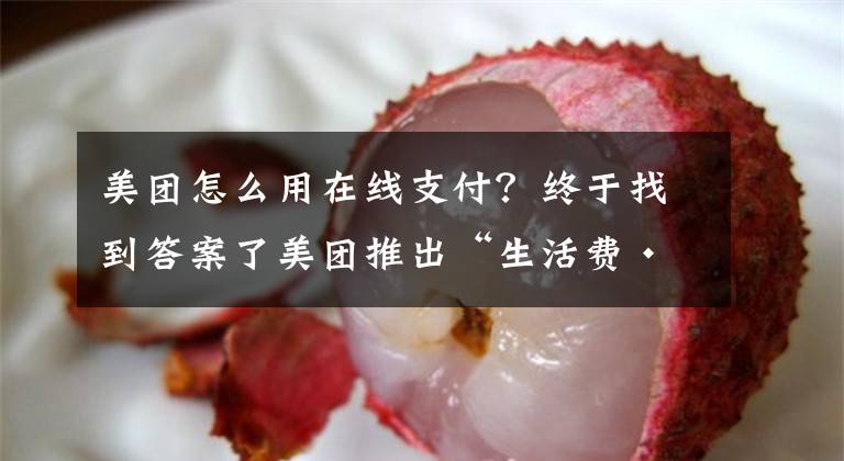 美团怎么用在线支付?终于找到答案了美团推出“生活费·买单”服务,可先消费后付款