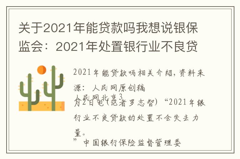 关于2021年能贷款吗我想说银保监会:2021年处置银行业不良贷款将保持力度不减