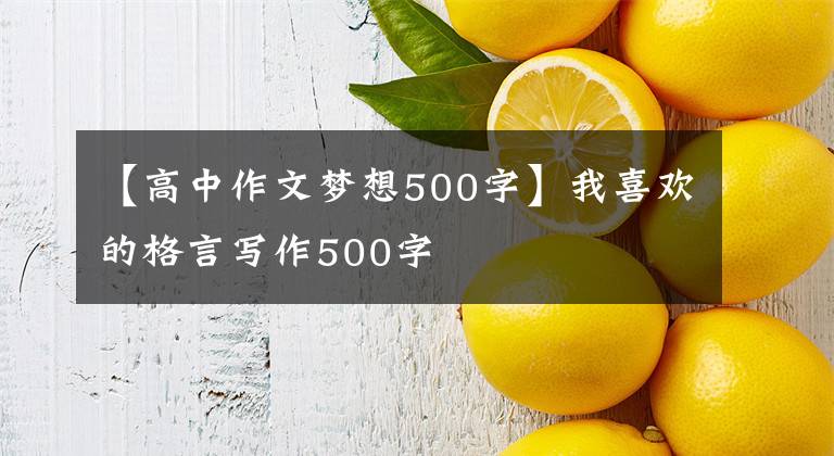 【高中作文梦想500字】我喜欢的格言写作500字