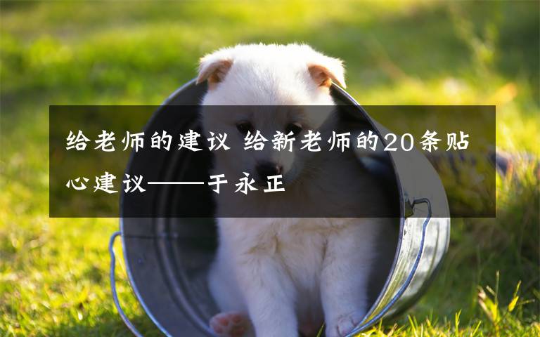 给老师的建议 给新老师的20条贴心建议——于永正