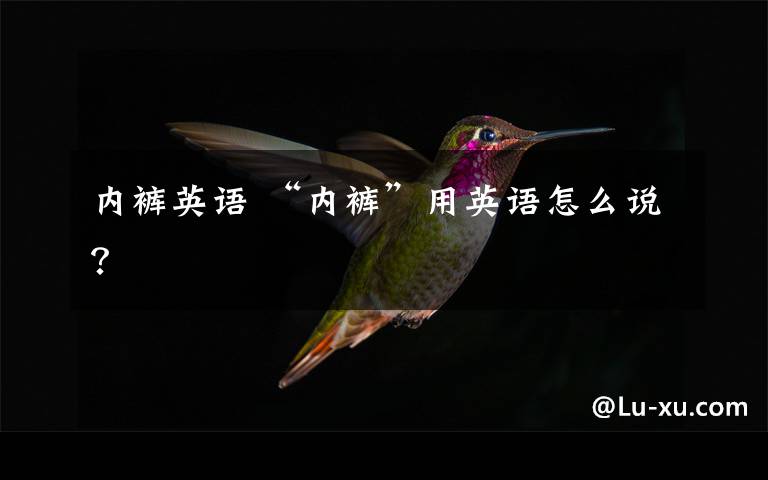 内裤英语 “内裤”用英语怎么说?