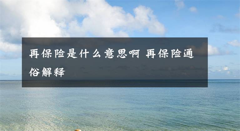 再保险是什么意思啊 再保险通俗解释