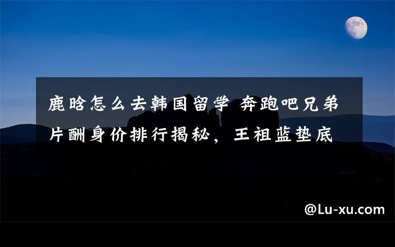 鹿晗怎么去韩国留学 奔跑吧兄弟片酬身价排行揭秘,王祖蓝垫底,队长邓超第二,第一名竟是他
