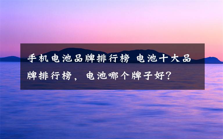 手机电池品牌排行榜 电池十大品牌排行榜,电池哪个牌子好?