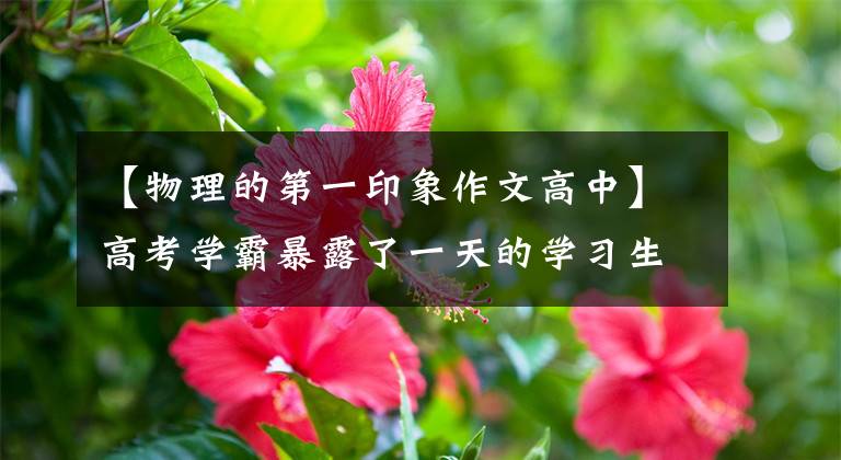 【物理的第一印象作文高中】高考学霸暴露了一天的学习生活，原来学霸是这样炼成的