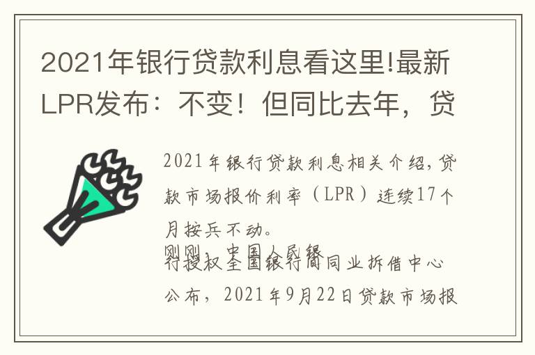2021年银行贷款利息看这里!最新LPR发布：不变！但同比去年，贷三百万多掏利息61万