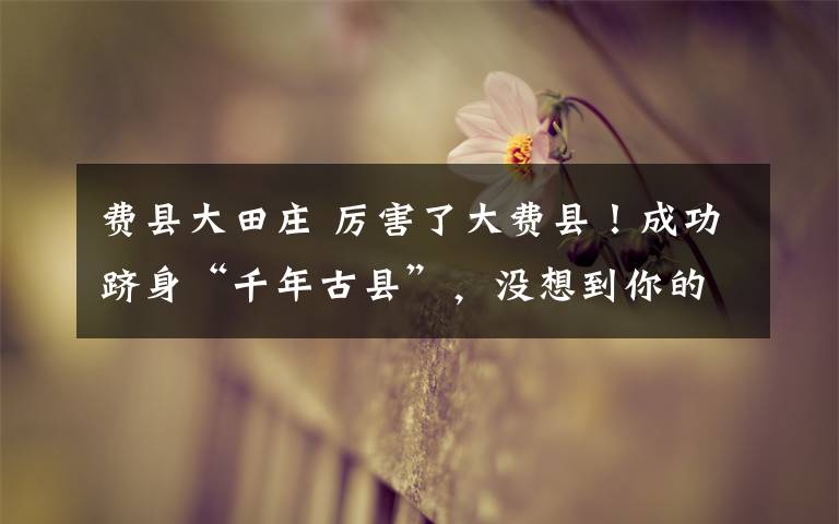 费县大田庄 厉害了大费县!成功跻身“千年古县”,没想到你的“资历”这么老!