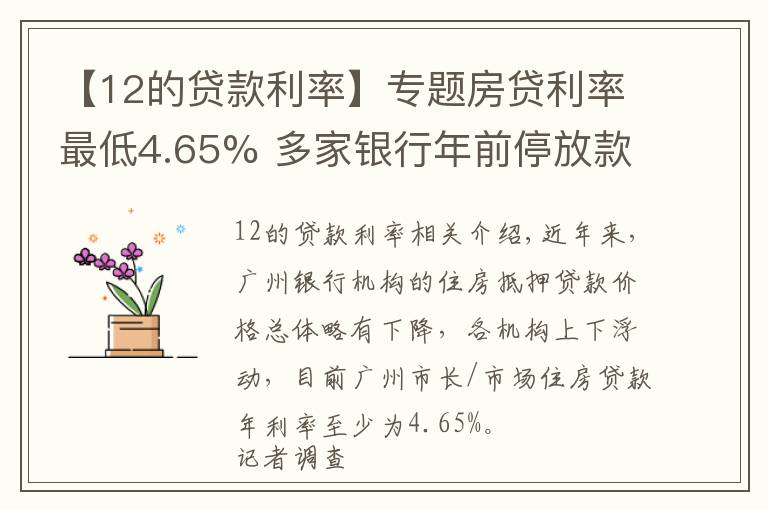 【12的贷款利率】专题房贷利率最低4.65% 多家银行年前停放款