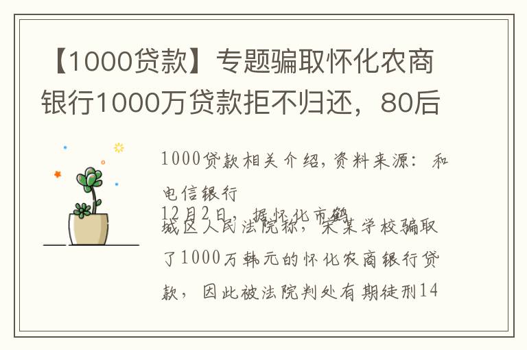 【1000贷款】专题骗取怀化农商银行1000万贷款拒不归还,80后小伙被判刑
