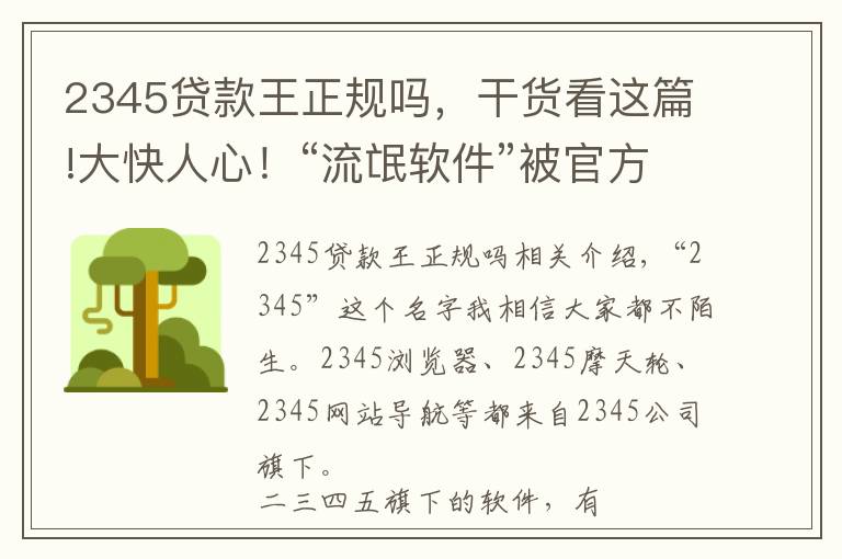 2345贷款王正规吗,干货看这篇!大快人心!“流氓软件”被官方点名,深扒二三四五背后的黑历史