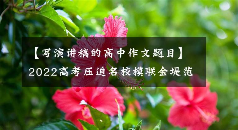 【写演讲稿的高中作文题目】2022高考压迫名校模联金堤范文演讲稿《无套路,不作文》