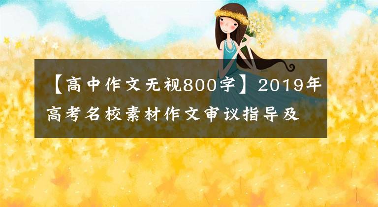 【高中作文无视800字】2019年高考名校素材作文审议指导及例句展示(2)