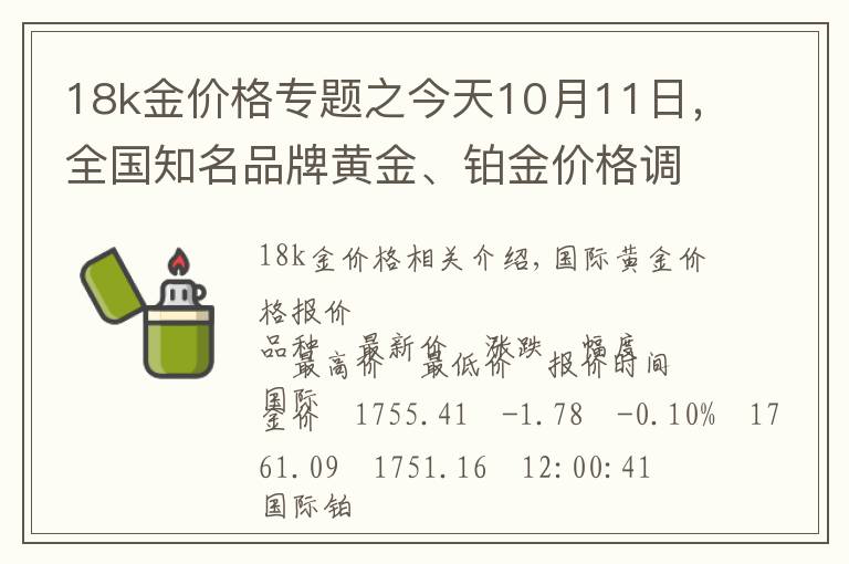 18k金价格专题之今天10月11日,全国知名品牌黄金、铂金价格调整消息