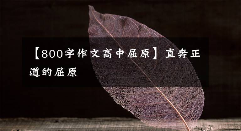 【800字作文高中屈原】直奔正道的屈原
