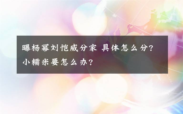 曝杨幂刘恺威分家 具体怎么分?小糯米要怎么办?