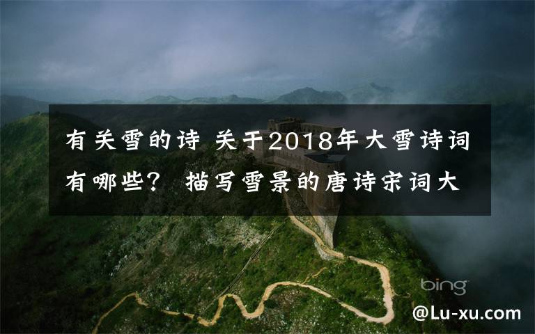 有关雪的诗 关于2018年大雪诗词有哪些? 描写雪景的唐诗宋词大全