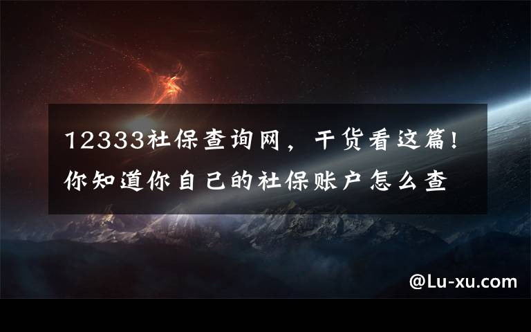 12333社保查询网,干货看这篇!你知道你自己的社保账户怎么查吗?