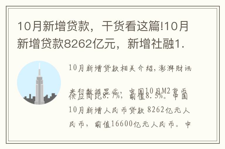 10月新增贷款,干货看这篇!10月新增贷款8262亿元,新增社融1.59万亿元