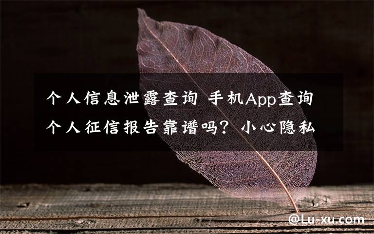 个人信息泄露查询 手机App查询个人征信报告靠谱吗？小心隐私泄露
