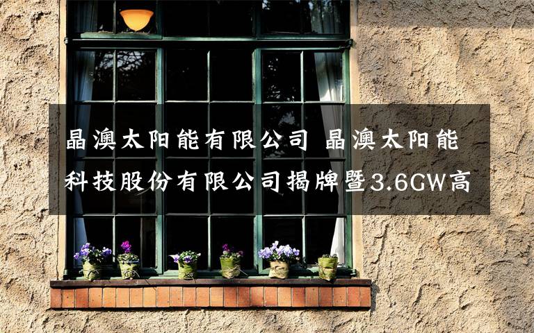 晶澳太阳能有限公司 晶澳太阳能科技股份有限公司揭牌暨3.6GW高效晶硅电池项目启动仪式隆重