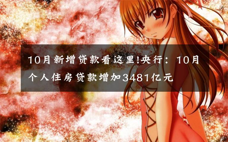 10月新增贷款看这里!央行:10月个人住房贷款增加3481亿元