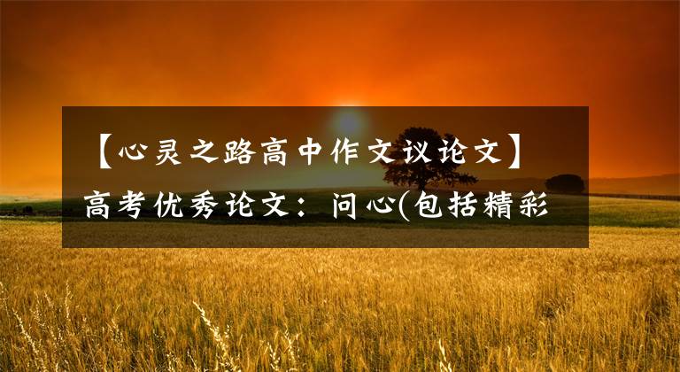【心灵之路高中作文议论文】高考优秀论文:问心(包括精彩评论)
