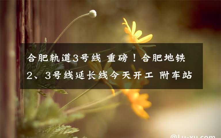 合肥轨道3号线 重磅!合肥地铁2、3号线延长线今天开工 附车站具体位置