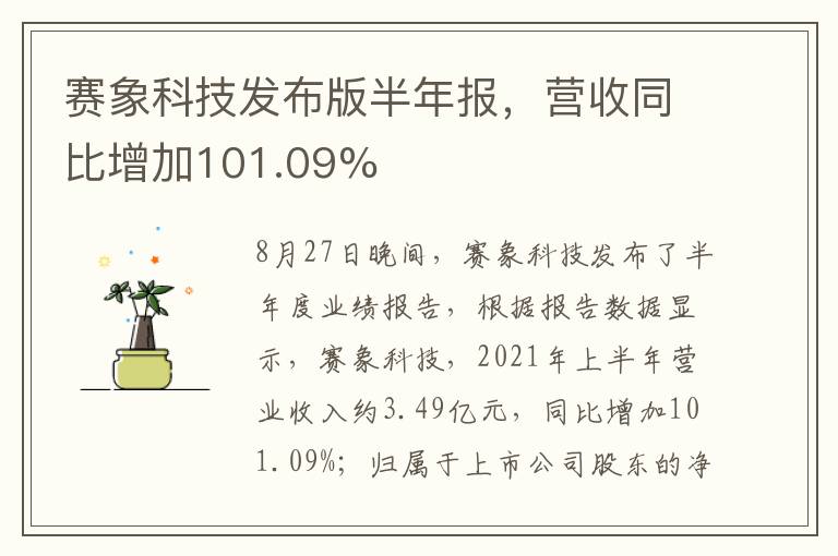 赛象科技发布版半年报,营收同比增加101.09%