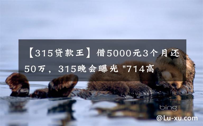 【315贷款王】借5000元3个月还50万,315晚会曝光 "714高炮"黑幕,涉及融360等多家网贷平台,中概互金股昨夜大跳水