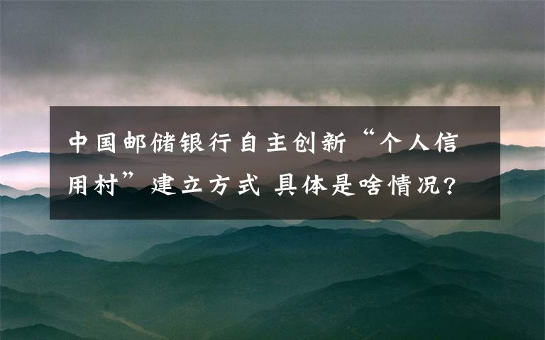 中国邮储银行自主创新“个人信用村”建立方式 具体是啥情况?