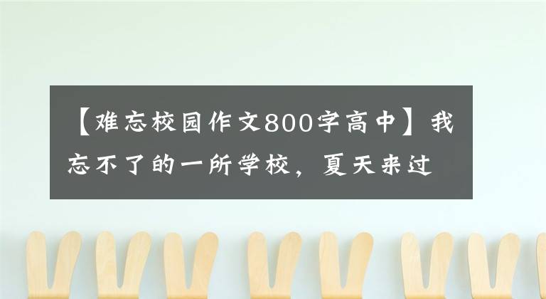【难忘校园作文800字高中】我忘不了的一所学校,夏天来过这里,冬天又来了