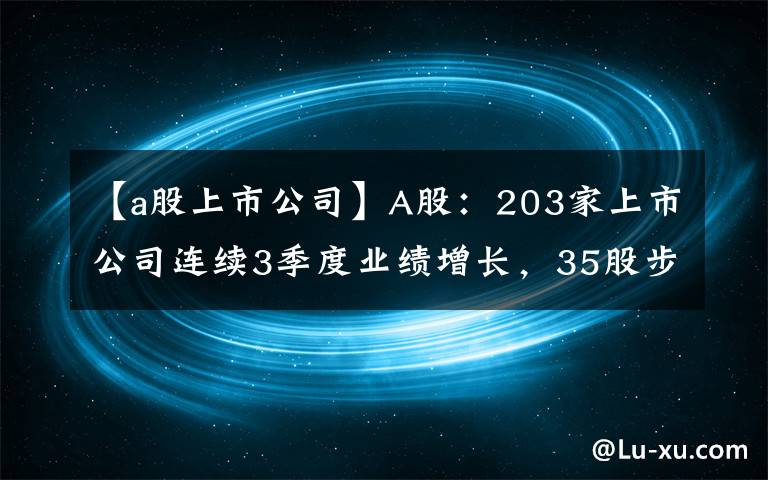 【a股上市公司】A股：203家上市公司连续3季度业绩增长，35股步入绩优行列，有你的票吗？(附名单)
