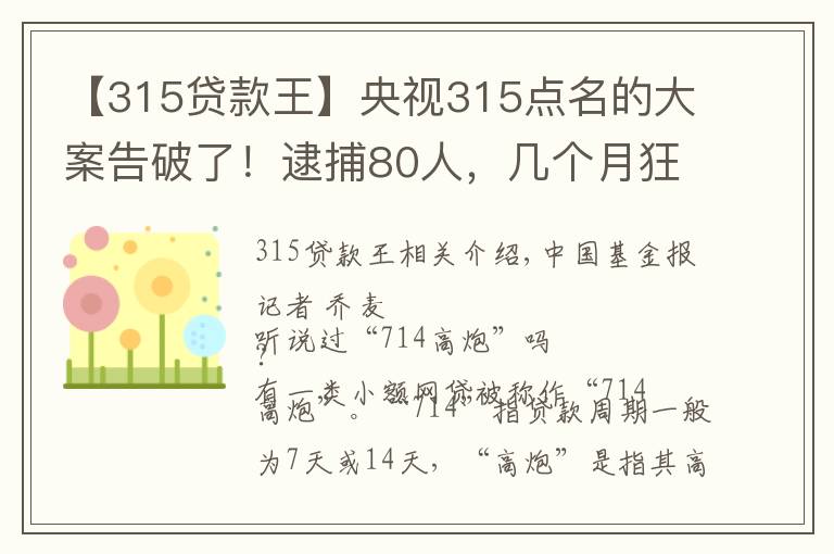 【315贷款王】央视315点名的大案告破了!逮捕80人,几个月狂赚30多亿
