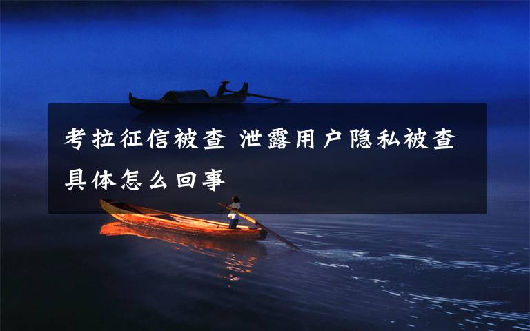 考拉征信被查 泄露用户隐私被查具体怎么回事