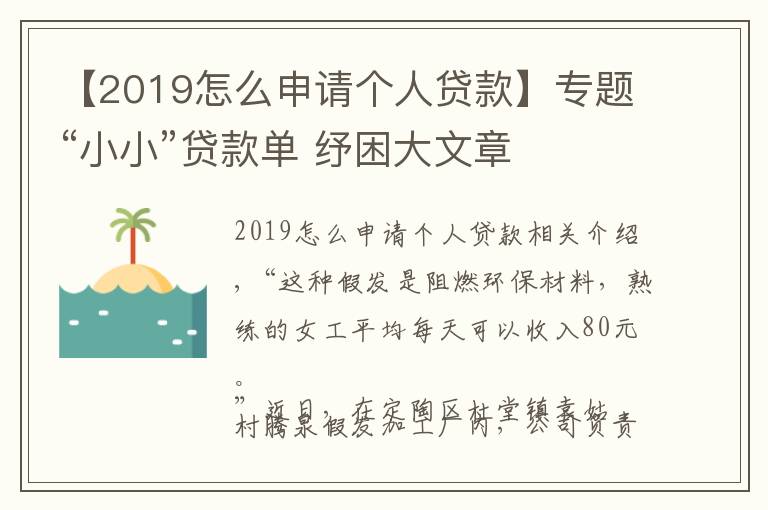 【2019怎么申请个人贷款】专题“小小”贷款单 纾困大文章
