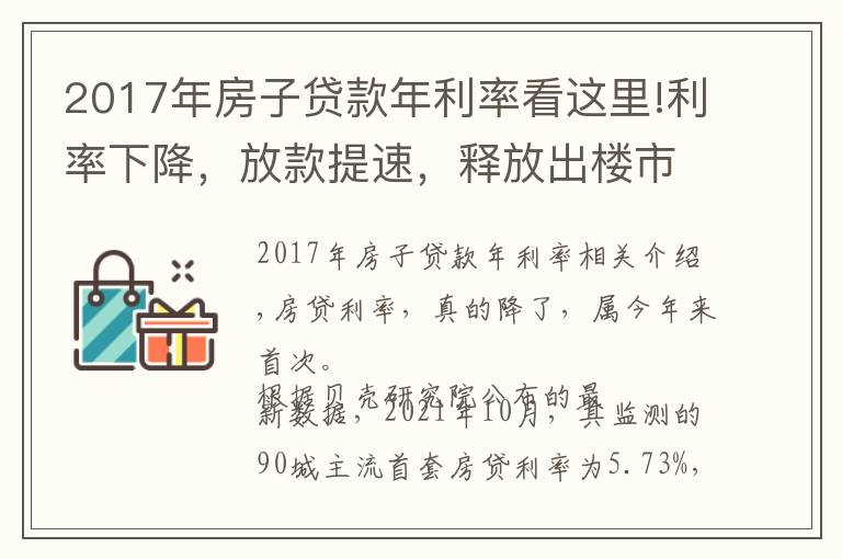 2017年房子贷款年利率看这里!利率下降,放款提速,释放出楼市的什么信号?