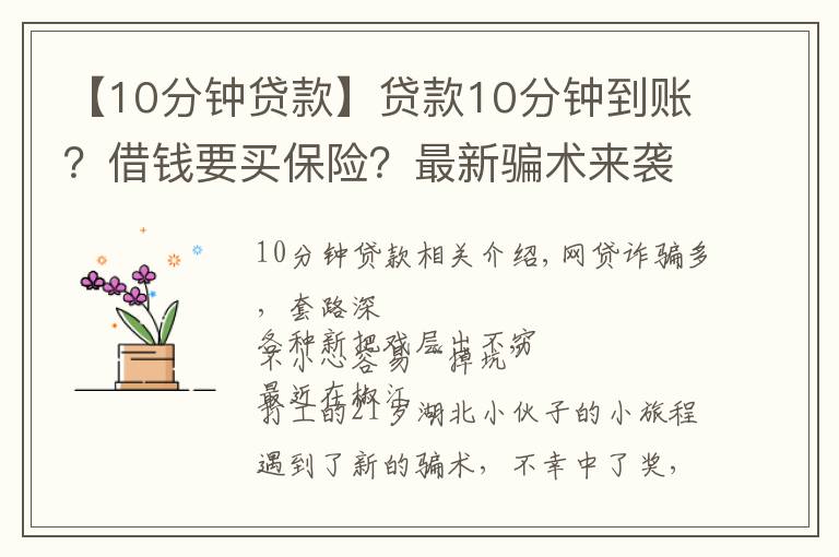 【10分钟贷款】贷款10分钟到账？借钱要买保险？最新骗术来袭，专骗手头紧的你！