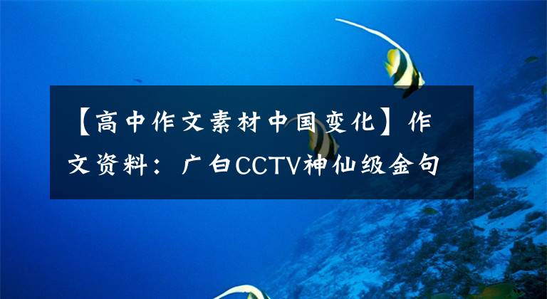 【高中作文素材中国变化】作文资料:广白CCTV神仙级金句,你高考作文高分话。