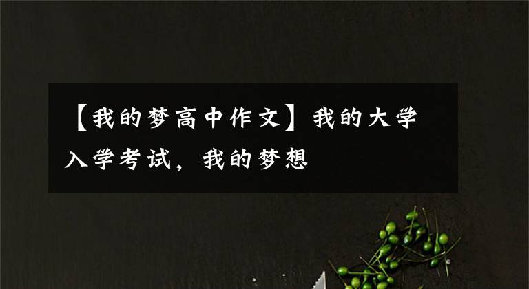 【我的梦高中作文】我的大学入学考试,我的梦想