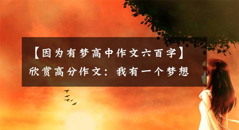 【因为有梦高中作文六百字】欣赏高分作文:我有一个梦想。
